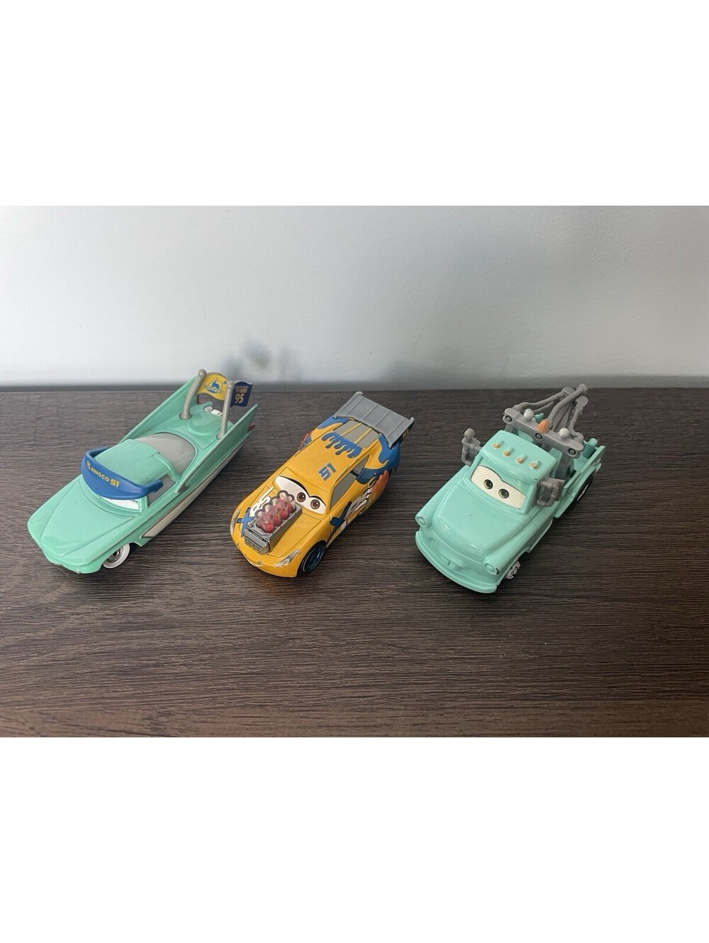 Disney Pixar Cars Rare Lot of 3- Toy Mater Teal Teal Flo w/ Flags Cruz Ramirez